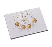 Personalised Large A4 80th Birthday Linen Guest Book Hard Cover 80 Pages