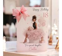 Personalised Large A4 Birthday Card for Daughter, Granddaughter or Niece | Luxury Card with Bow | 16th, 18th, 21st, 30th & 40th Birthday