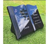 Personalised Large Black Bible Granite Memorial Grave Plaque Mum Dad Granny