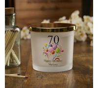 Personalised Large Double Wick Birthday Candle Gift with Balloons Any Age and Name (Fresh Cotton)