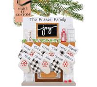 Personalised Large Family Of 11 Ornament 2025 - Fast & Free 24h Customisation - Fireplace Christmas Ornaments for Tree - Custom Gift Wrapped Mantel with Stockings Keepsake for Eleven Persons