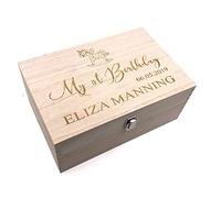 Personalised Large Girl's First Birthday Gift Keepsake Box Engraved