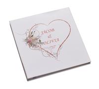 Personalised Large Linen Cover Wedding Photo Album Rose Gold Heart