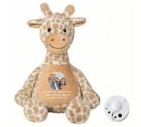 Personalised Large Photo & Recordable Voice Message Memory Giraffe | Custom Soft Toy Keepsake | Plush Cuddly Giraffe with 20-Second Re-recordable Recorder| Birthday, Christening & Memorial Gift