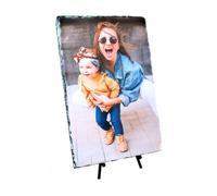 Personalised Large Rectangular Photo Slate, 30x20cm, Free Plastic Stands, Custom Art for Home, Office, Gifts