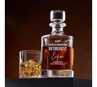 Personalised Large Round Retirement Vintage Glass Whiskey Decanter Gift
