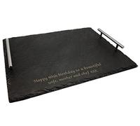 Personalised Large Slate Serving Tray With Chrome Handles, Laser Engraved - Enter Your Own Custom Text