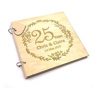 Personalised Large Wooden 25th Anniversary Scrapbook Photo Album Keepsake