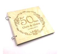 Personalised Large Wooden 50th Anniversary Scrapbook Photo Album Keepsake