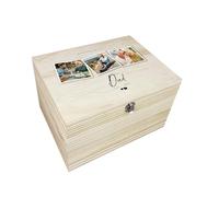 Personalised Large Wooden Memorial Photo Keepsake Memory Box | Customizable Bereavement Gift Remembrance Memorial | Metal Hinges and Clasp | Custom Name Date | W36cm x D27cm x H20cm