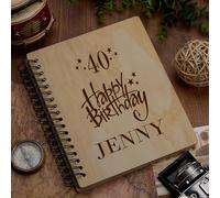 Personalised Large Wooden Photo Album, Engraved Star Design, Holds 100 6"x4" Photos, Spiral Bound