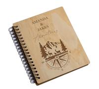 Personalised Large Wooden Photo Album with Compass Design, Engraved Cover, Holds 100 15x10 cm Photos Holiday Travel Adventure