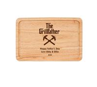 Personalised Laser-Engraved Chopping Board, Rubberwood, with Juice Groove, Gift for Dad, Grill Master, Father's Day