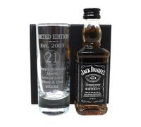 Personalised Laser Engraved Est 2003 21st Birthday Shot Glass Set with Miniature Alcohol Bottle Gift For Son or Daughter (Tennessee Whiskey/No Gift Box)