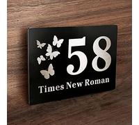 Personalised Laser Engraved House Number Plaque - Door & Gate Signs - Address Numbers - Butterfly Design