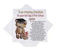 Personalised Last Day of Nursery School Card, Leaving Pre-school Card with Poem, Son Daughter Grandson Granddaughter, Keepsake Card, Nursery Graduation Card, Teddy Bear Graduate Custom Card