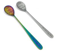 Personalised Latte Spoon | Custom Engraved with Any Name or Message | Rainbow & Silver Stainless Steel | Unique Gift for Coffee & Tea Lovers