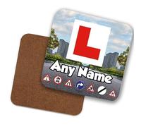 Personalised Learner Driver Coaster, L-Plate Design, Road Signs,17th Birthday Gift