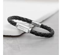 Personalised Leather Bracelet Black