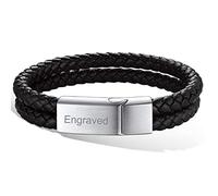 Personalised Leather Bracelet for Men Engraving Name Jewellery Custom Dad Bracelets Gift for Father's Day Christmas Thanksgiving Day