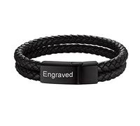 Personalised Leather Bracelet Men Engraved Jewellery Gifts Boy's Customised Text Braided Bracelets