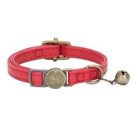 Personalised Leather Cat Collar Breakaway with Bell and Engraved Buckle, Vintage Style Quick Release Kitten Collar, Extra Small Adjustable (red)