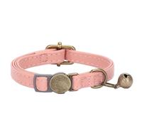 Personalised Leather Cat Collar Breakaway with Bell and Engraved Buckle, Vintage Style Quick Release Kitten Collar, Extra Small Adjustable (pink)