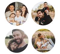 Personalised Leather Coasters with Photo - Custom Cup Coasters for Drink Set, Add Your Image/Text/Logo, Customised Coaster, Perfect Personalized Gift for Wedding, Birthday, or Anniversary(Round, 4PCS)
