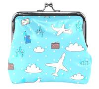 Personalised Leather Coin Purse for Women Travel Airplanes Blue Kiss Lock Buckle Small Coin Purse Travel Airplane Blue Classic Travel Planes Blue Classic Travel Aircraft Blue Classic, Travel Planes