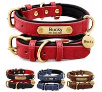 Personalised Leather Dog Collar with Engraved ID Name Plate, Adjustable Comfortable Fit for Small Medium and Large Dogs, Custom Puppy and Adult Dog Collar for Daily Walking