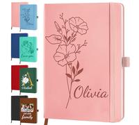 Personalised Leather Journal with 7 Engraved Designs & 8 Colors - A5/B5 Customisable Name/Text/PhotoTravel Notebook for Women Men, Business Gifts, Students, Teachers