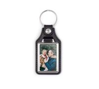 Personalised Leather Key Ring - Gift Idea with Photo Keychain for Men & Women, Premium Quality Brown Leather Key Ring Photo with Your Own Image