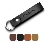 Personalised Leather Keyring Custom Engraved Initials, Premium Leather Keychain Made in UK Gift for Her or Him Valentine's Day, Birthday, Anniversary, Daddy Mummay Gifts (Dark Navy)