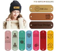 Personalised Leather Labels for Crochet Items,Handmade with Love Tags,Custom Name Tags for Clothes,Custom Tags for Knit Items,Perfect for Hats Beanies Scarves & More (2.5×0.8-B)