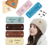 Personalised Leather Labels Handmade Tags for Crochet and Knits Projects Handmade with Love Tags Custom Leather Labels for Clothes Hats Scarves Gloves (Size Name, 2.5 * 0.8 in)