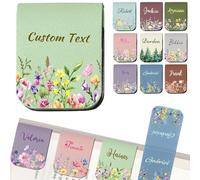 Personalised Leather Magnetic Bookmark with Name Custom Book Marks Clip Customised Gifts for Reading Women Book Lovers Reader-Flower