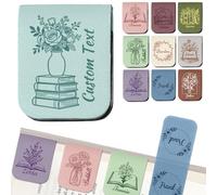 Personalised Leather Magnetic Bookmark with Name Icon Custom Book Marks Clip Customised Gifts for Reading Women Book Lovers Reader-Icon