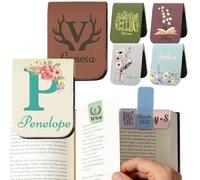 Personalised Leather Magnetic Bookmarks with Name Monogram,Custom Magnetic Book Marks, Magnetic Bookmark Clip Customised for Readers Book Lovers Women Gifts style5