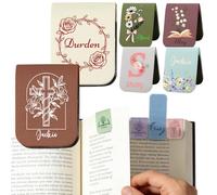 Personalised Leather Magnetic Bookmarks with Name Monogram,Custom Magnetic Book Marks, Magnetic Bookmark Clip Customised for Readers Book Lovers Women Gifts style1