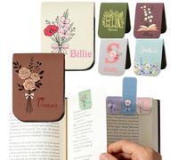 Personalised Leather Magnetic Bookmarks with Name Monogram,Custom Magnetic Book Marks, Magnetic Bookmark Clip Customised for Readers Book Lovers Women Gifts style3