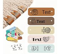 Personalised Leather Tags for Handmade Items, Custom Made with Love Labels with Rivet for Crochet Knitting Projects, Handcrafted Name Tags for Clothes, Scarves, Hats and Beanies (C-2.5 * 0.8)