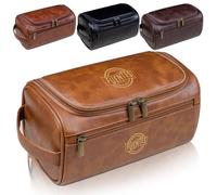 Personalised Leather Wash Bag for Men - 9L Custom Toiletry Bag with Name - Gift for Father, Husband, Boyfriend - Groomsman, Groom, Best Man Gift from Groom
