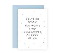 Personalised Leaving Card - Don't Go Stay Colleagues' - Gifts for Co-workers, Workmates, Officemates, Partners, Work Friends, Bruv, Mates - Office Friends - Comes with Fun Stickers