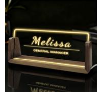 Personalised LED Acrylic Desk Name Plate - Custom Office Sign, Gift for Boss, Colleague, Teacher or Employee
