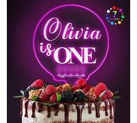 Personalised LED Cake Topper 7 Colour Changes Light Up Cake Toppers Acrylic Happy Birthday Cake Topper Cake Decorations for 1st 10th 16th 18th 20th 21st 30th 40th 50th 60th 70th 80th(Design 2)
