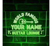 Personalised LED Guitar Sign - Custom Neon Wall Light for Man Cave, Music Room, Bar, Studio - Guitar Lounge Decor Plaque - Gift for Musicians (Yellow)