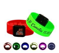 Personalised Led Light Up Bracelets with Clasp, Custom Glow in the Dark Party Supplies Neon Rave Accessories, Customise Photo and Text Cool Halloween Birthday Party Favors