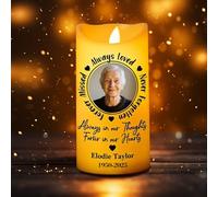 Personalised LED Memorial Candle for the Loss of a Loved One, Customised Photo Condolence Candle with Flickering LED Flame, Bereavement Gift for Mom, Dad or Family