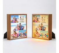 Personalised LED Photo Frame, Custom Photo Light Box with Wooden Frame and Printed Acrylic Panel for Anniversary, Birthday, Wedding, Christmas - 5-PHOTOS
