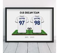 Personalised Leeds Couple's Dream Team Shirt Art Valentine United Gift | All Teams Available | Framed or Prints Available | Boyfriend Husband Footy Fan Partner Football Wall Keepsake Sports Poster